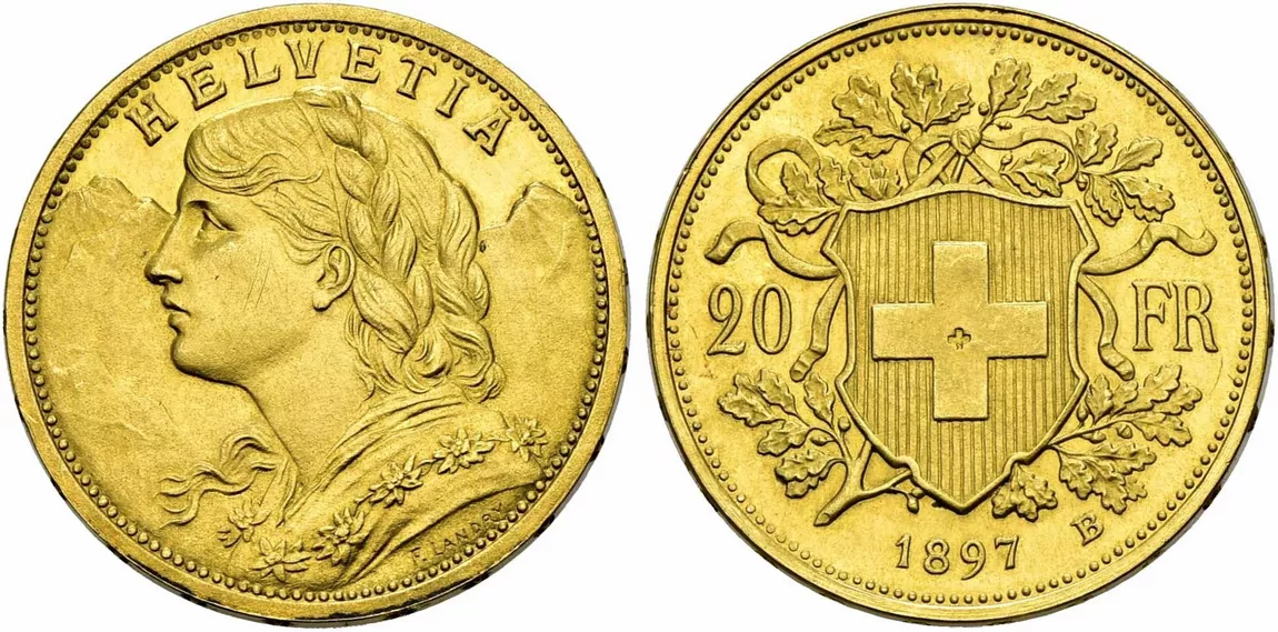 20 Franken Goldvreneli Schweiz, 1897